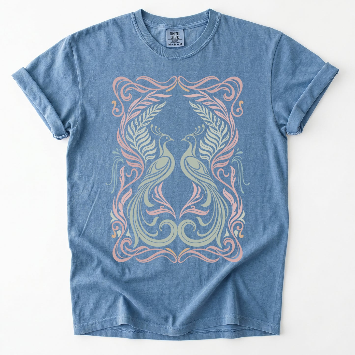 Art Nouveau Peacock Vintage Washed T-Shirt