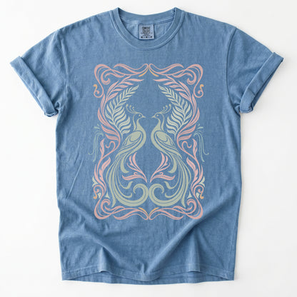 Art Nouveau Peacock Vintage Washed T-Shirt