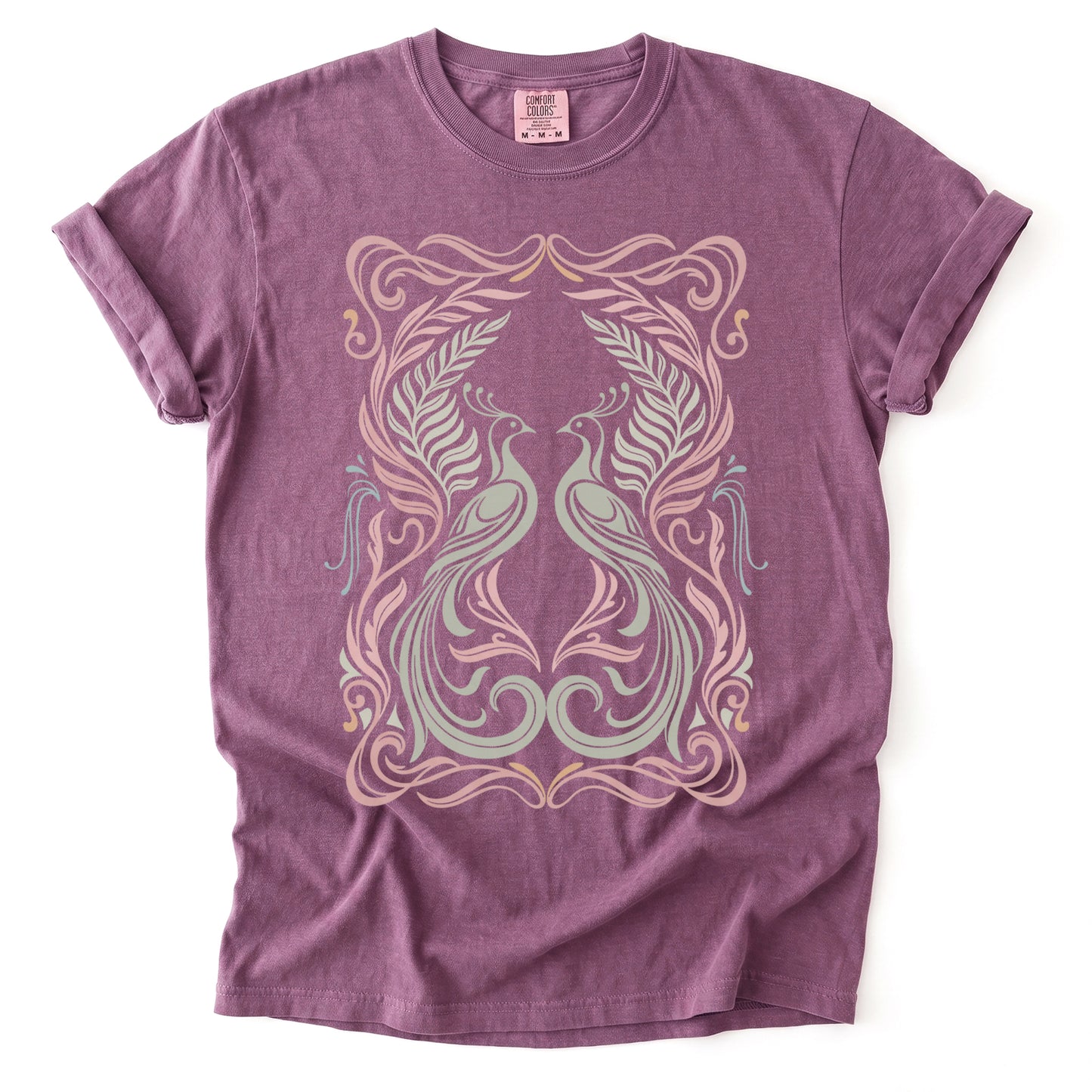 Art Nouveau Peacock Vintage Washed T-Shirt