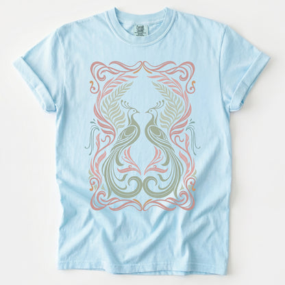 Art Nouveau Peacock Vintage Washed T-Shirt