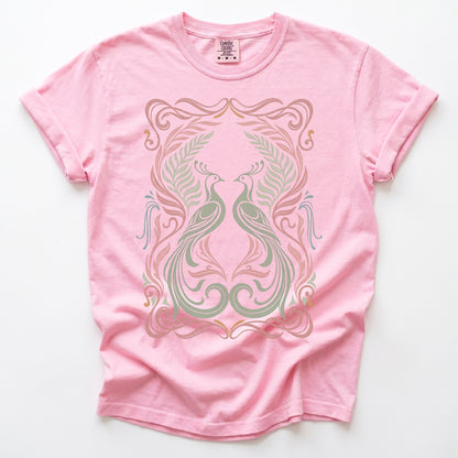 Art Nouveau Peacock Vintage Washed T-Shirt
