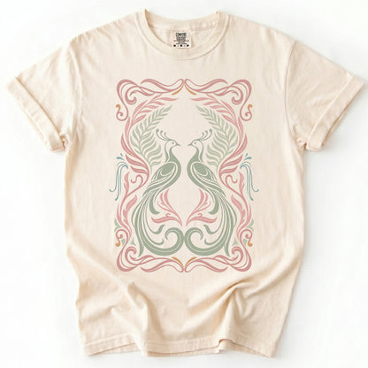 Art Nouveau Peacock Vintage Washed T-Shirt
