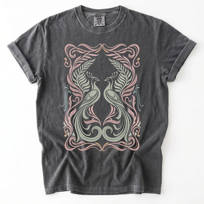 Art Nouveau Peacock Vintage Washed T-Shirt