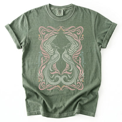 Art Nouveau Peacock Vintage Washed T-Shirt