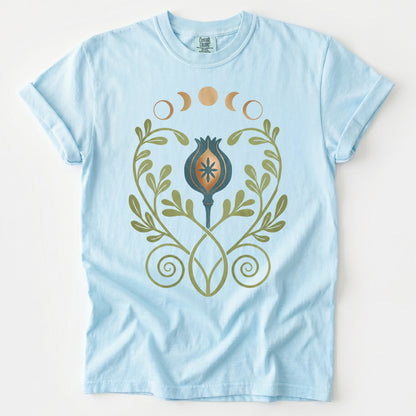 Art Nouveau Celestial Poppy Pod Heavyweight T-Shirt