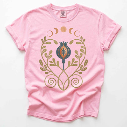 Art Nouveau Celestial Poppy Pod Heavyweight T-Shirt