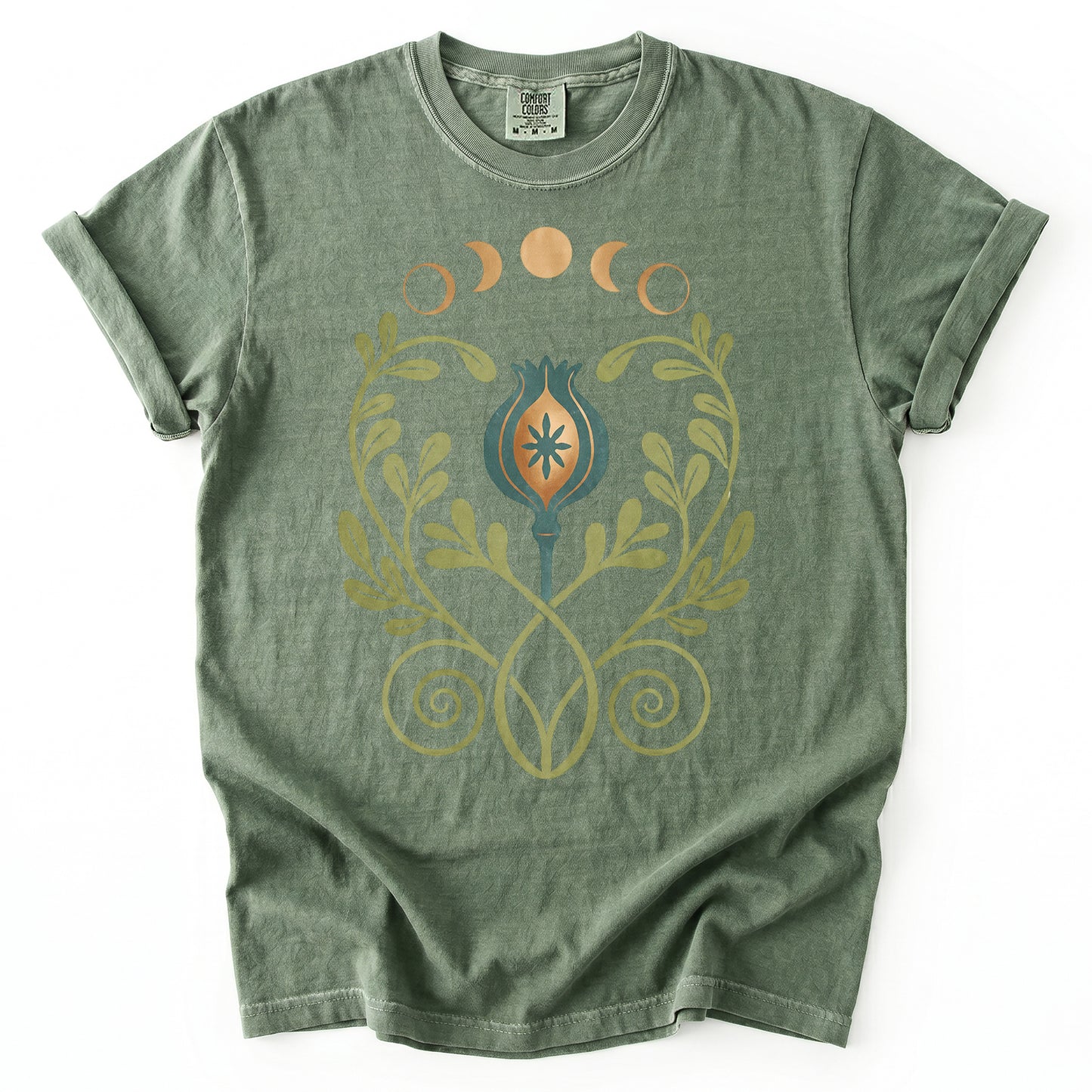 Art Nouveau Celestial Poppy Pod Heavyweight T-Shirt