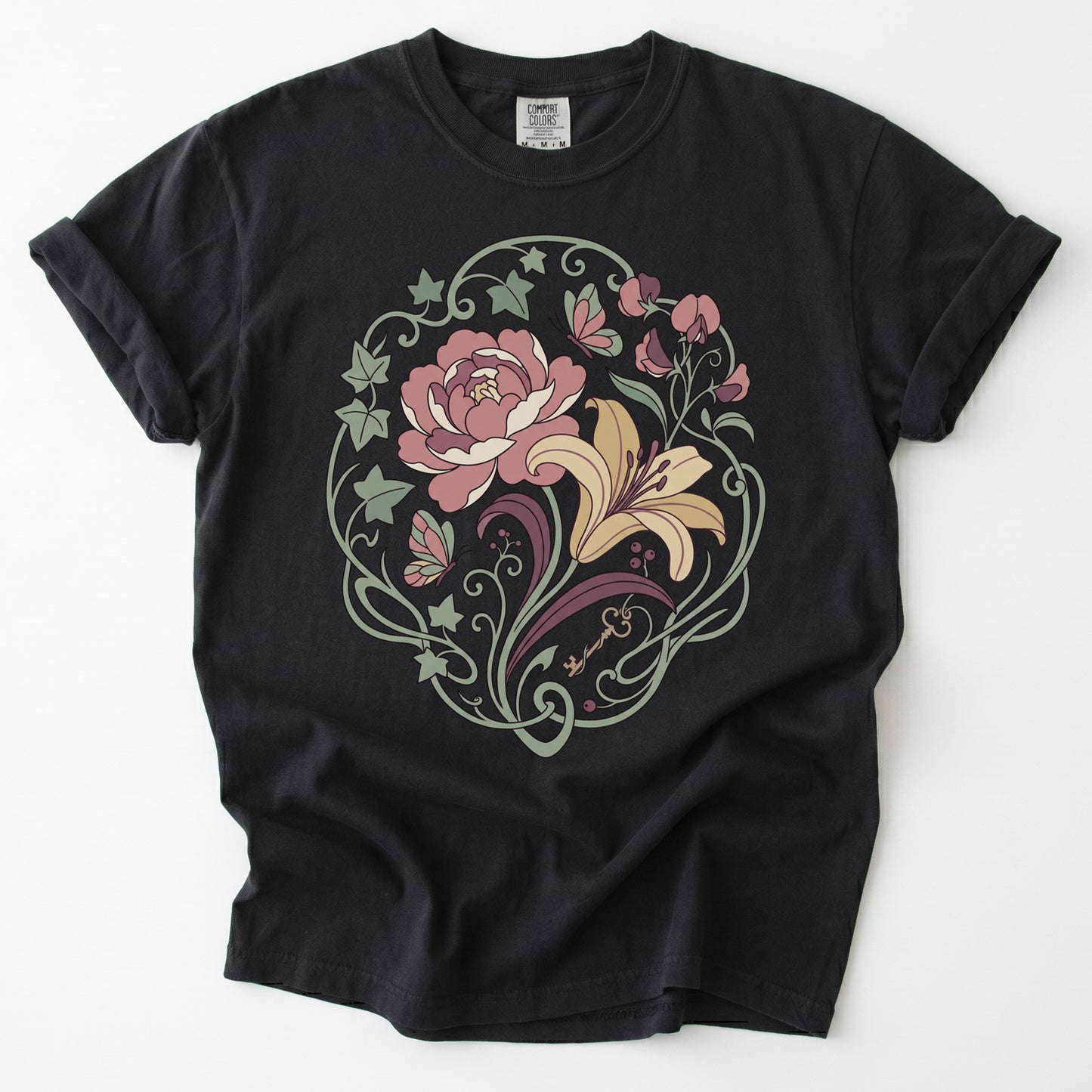 Art Nouveau Secret Garden Vintage Washed T-Shirt