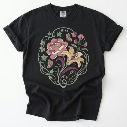 Art Nouveau Secret Garden Vintage Washed T-Shirt