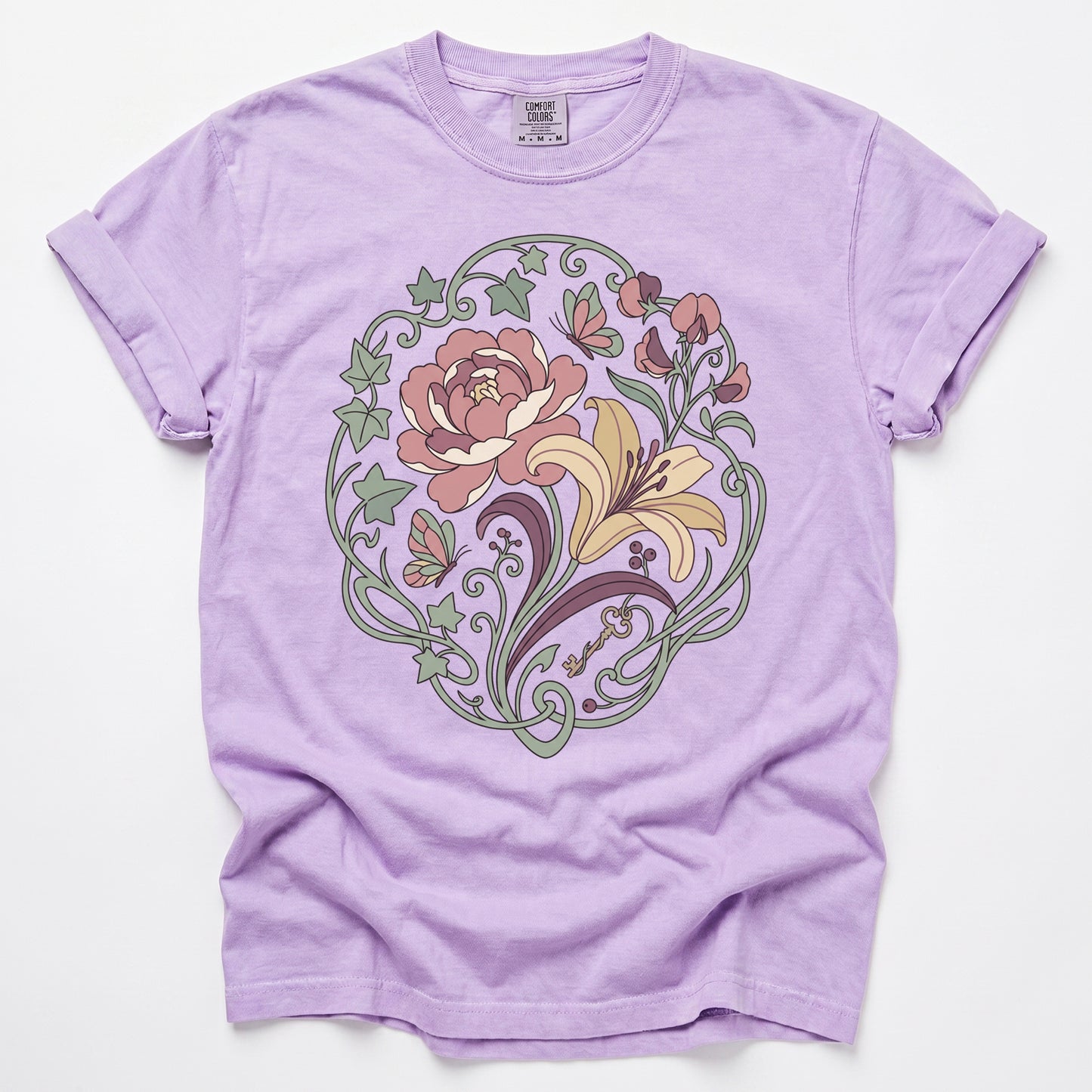 Art Nouveau Secret Garden Vintage Washed T-Shirt