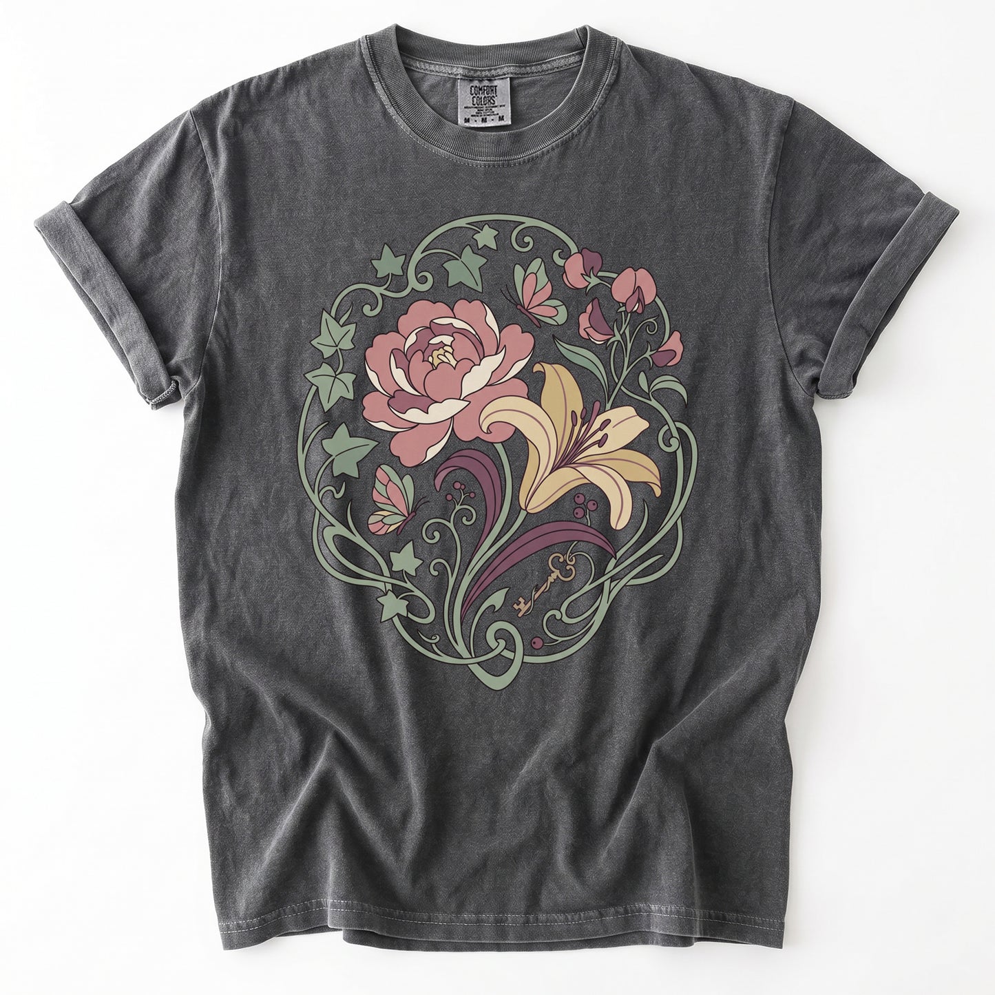 Art Nouveau Secret Garden Vintage Washed T-Shirt