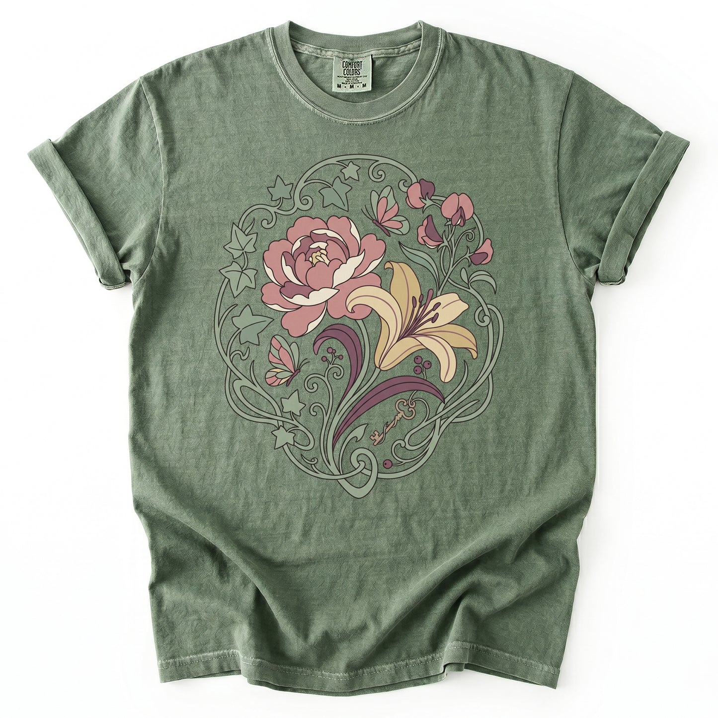 Art Nouveau Secret Garden Vintage Washed T-Shirt