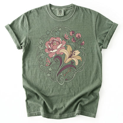 Art Nouveau Secret Garden Vintage Washed T-Shirt