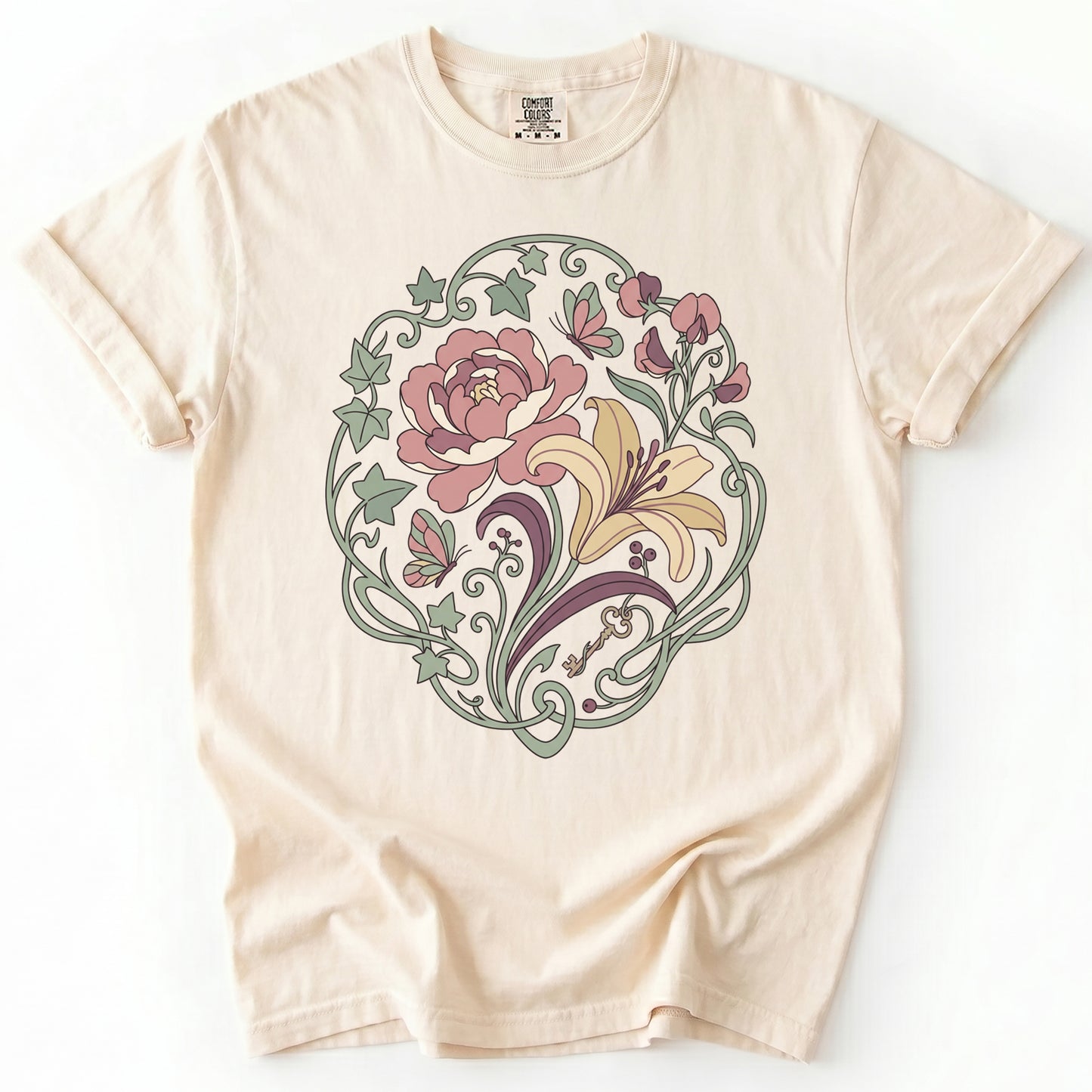 Art Nouveau Secret Garden Vintage Washed T-Shirt