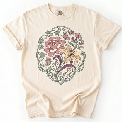 Art Nouveau Secret Garden Vintage Washed T-Shirt