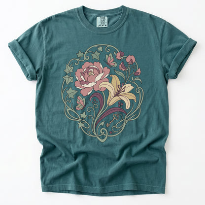 Art Nouveau Secret Garden Vintage Washed T-Shirt