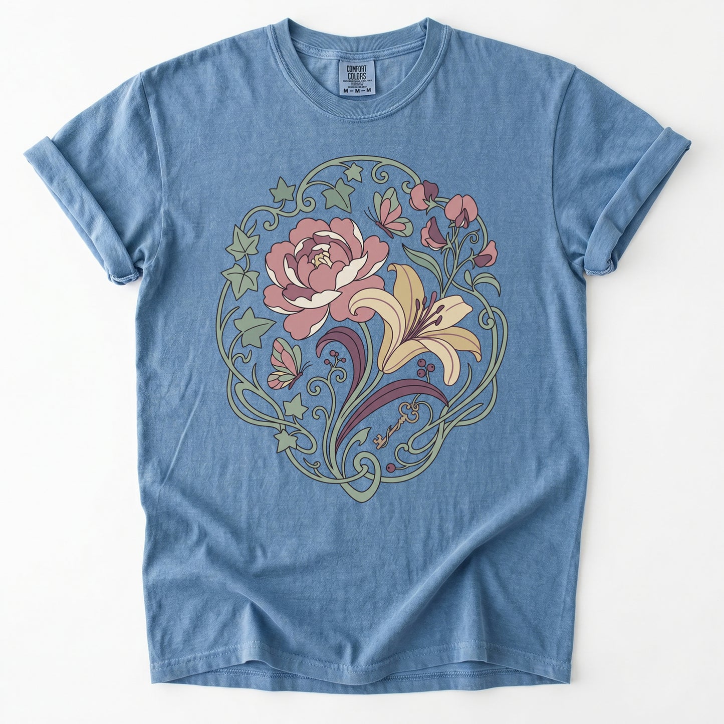 Art Nouveau Secret Garden Vintage Washed T-Shirt