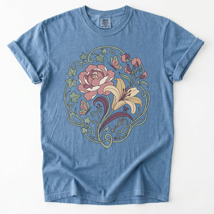 Art Nouveau Secret Garden Vintage Washed T-Shirt
