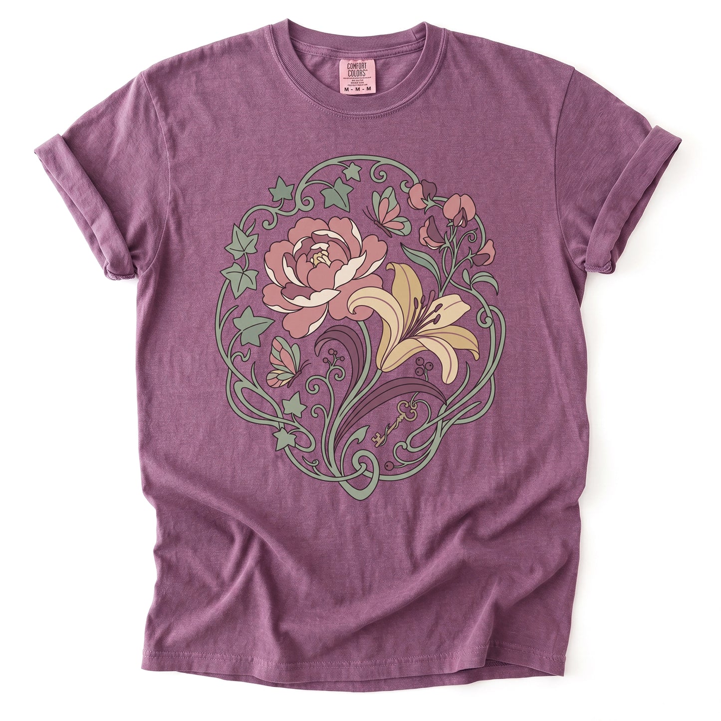 Art Nouveau Secret Garden Vintage Washed T-Shirt