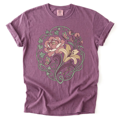 Art Nouveau Secret Garden Vintage Washed T-Shirt