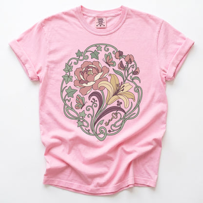 Art Nouveau Secret Garden Vintage Washed T-Shirt