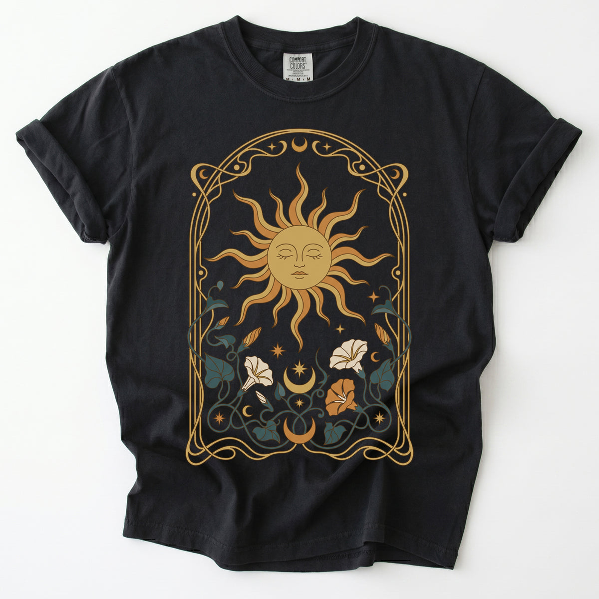 Art Nouveau Sleeping Sun Vintage Washed T-Shirt