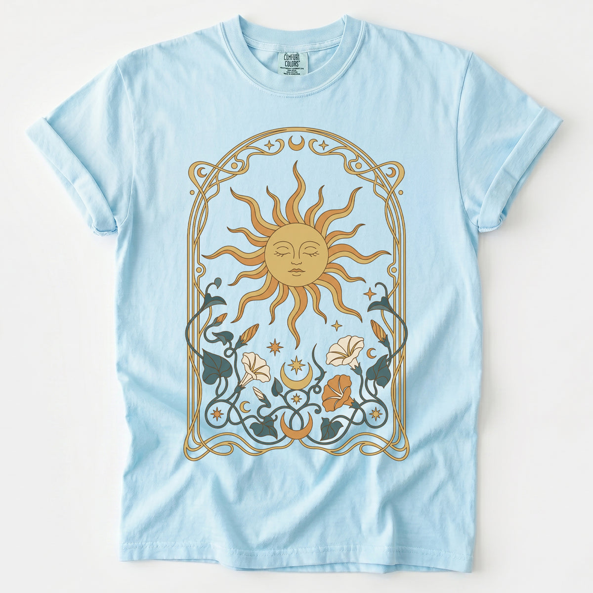 Art Nouveau Sleeping Sun Vintage Washed T-Shirt