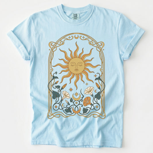 Art Nouveau Sleeping Sun Vintage Washed T-Shirt