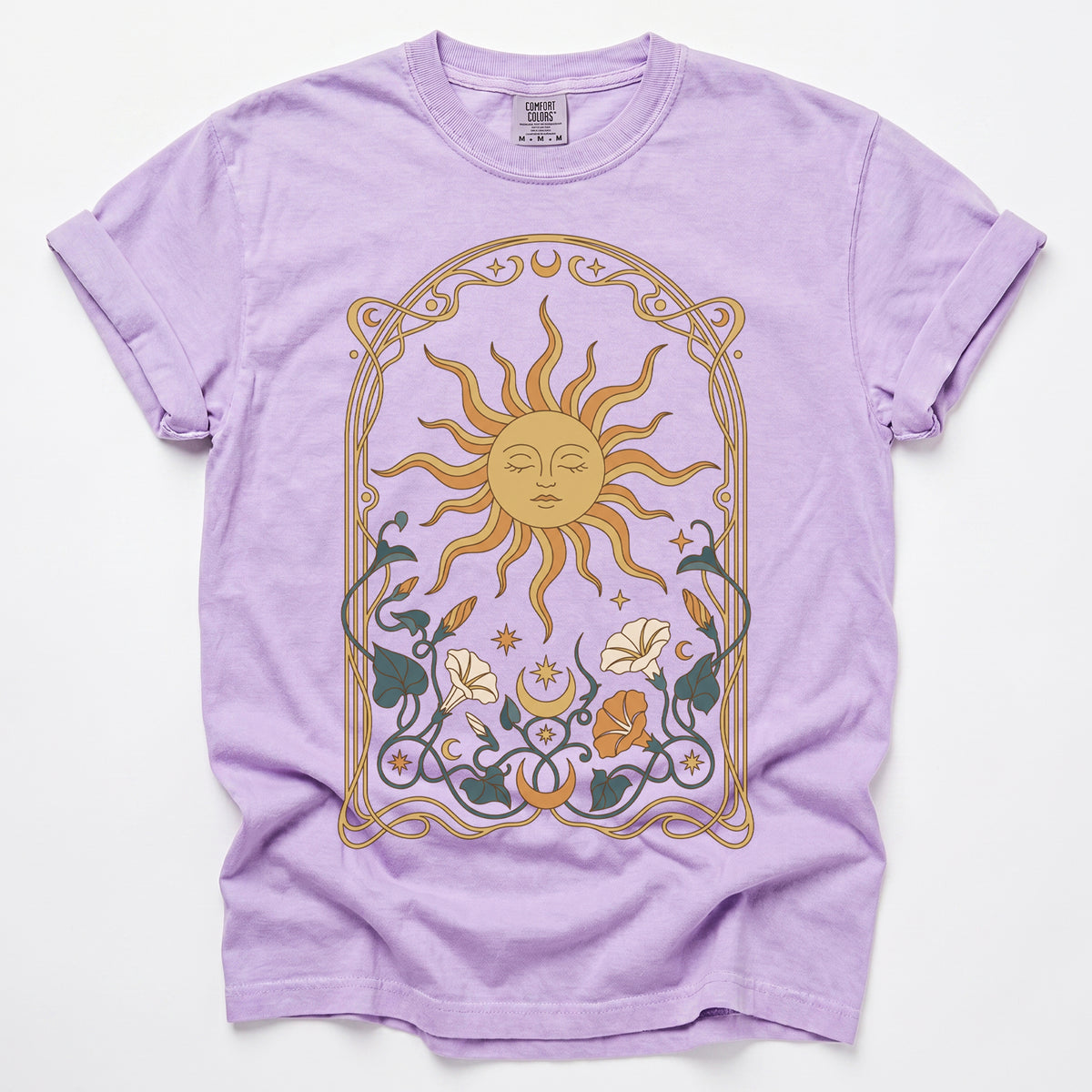 Art Nouveau Sleeping Sun Vintage Washed T-Shirt