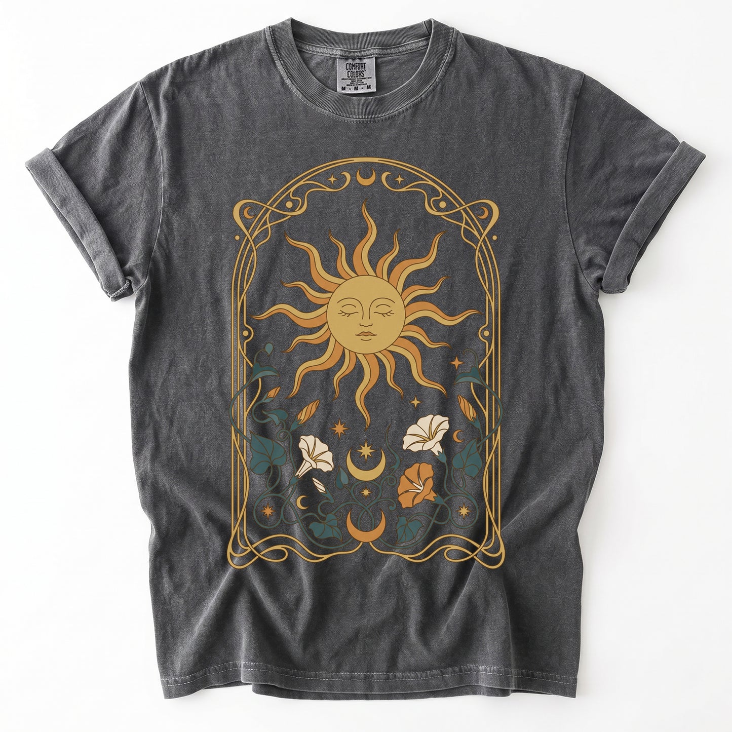 Art Nouveau Sleeping Sun Vintage Washed T-Shirt
