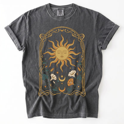 Art Nouveau Sleeping Sun Vintage Washed T-Shirt