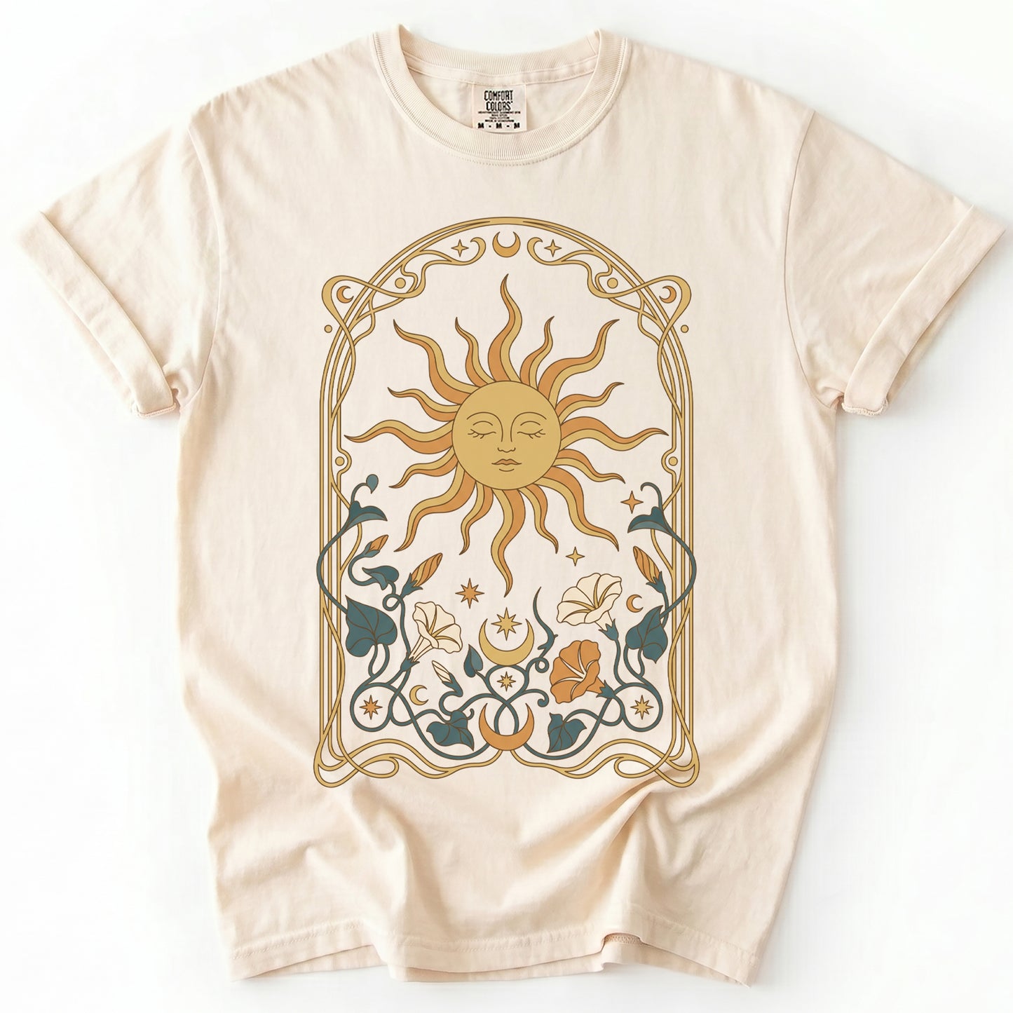 Art Nouveau Sleeping Sun Vintage Washed T-Shirt