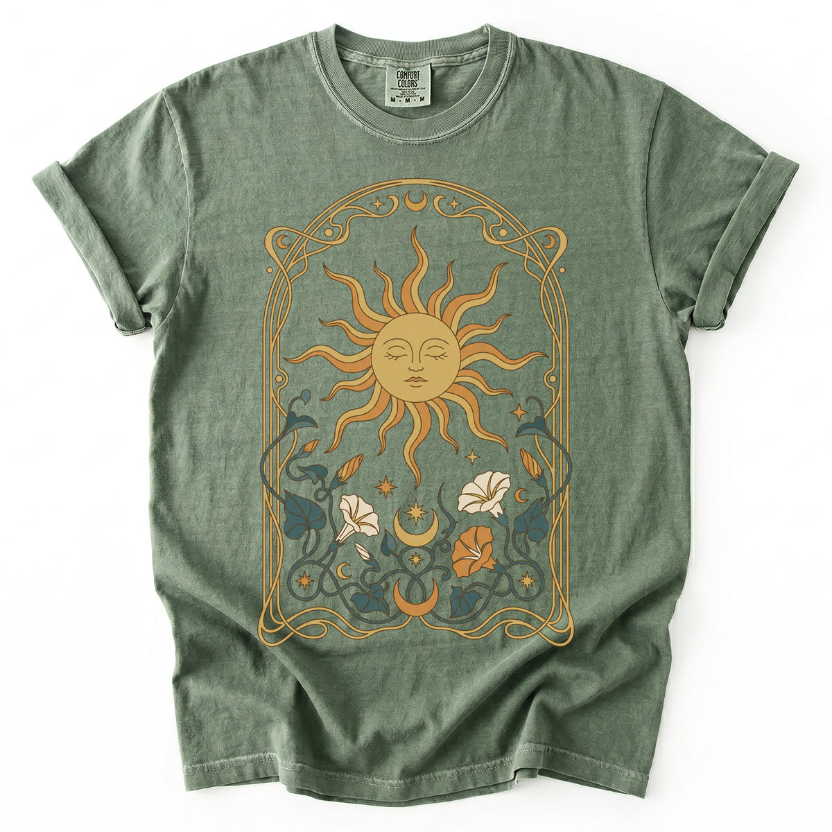 Art Nouveau Sleeping Sun Vintage Washed T-Shirt
