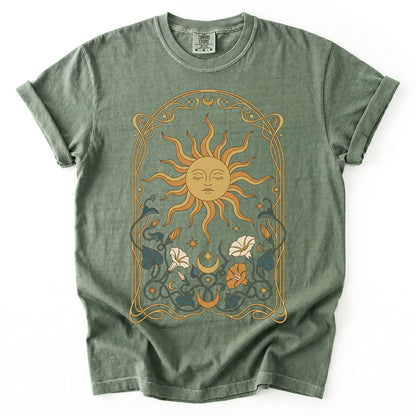 Art Nouveau Sleeping Sun Vintage Washed T-Shirt