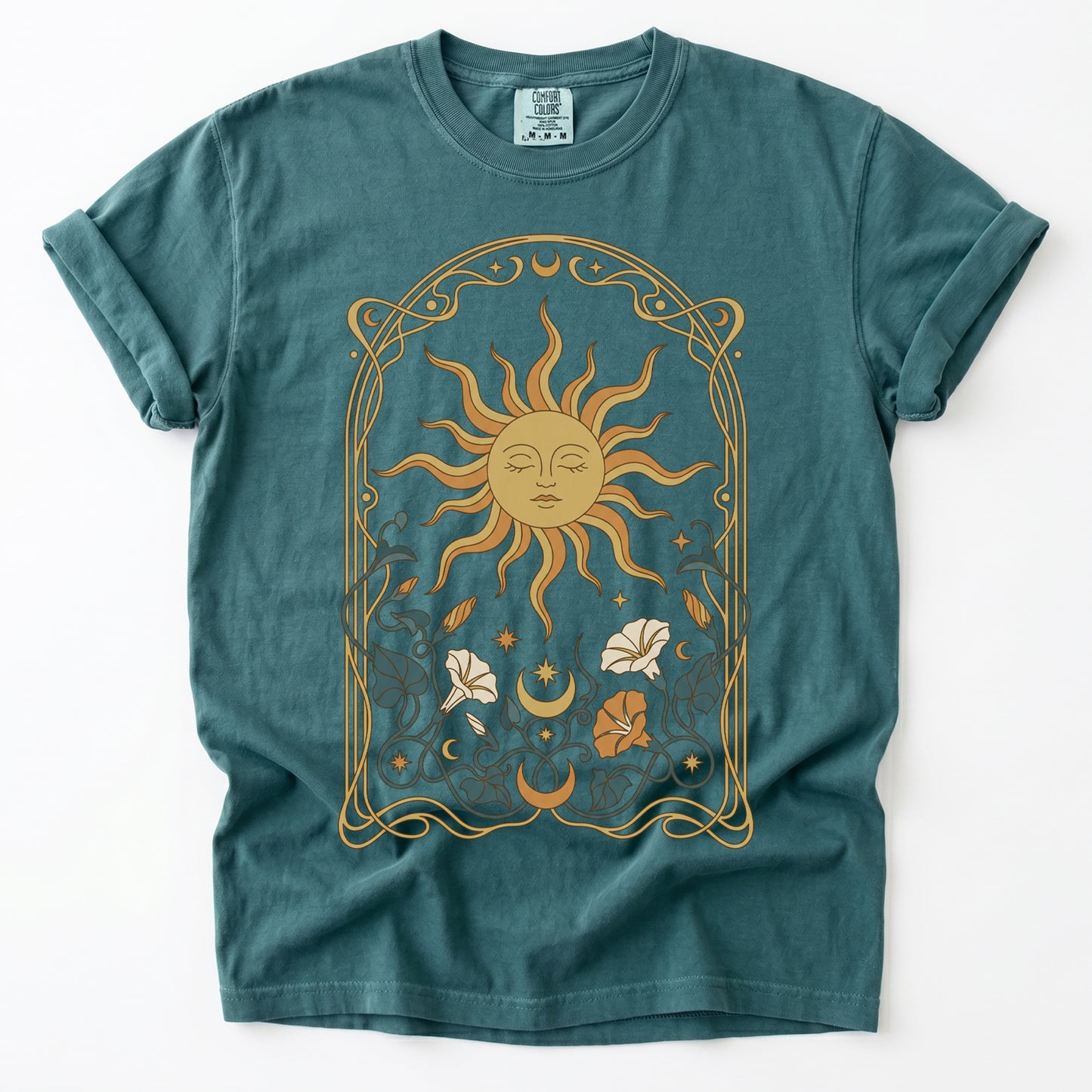 Art Nouveau Sleeping Sun Vintage Washed T-Shirt