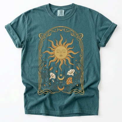 Art Nouveau Sleeping Sun Vintage Washed T-Shirt