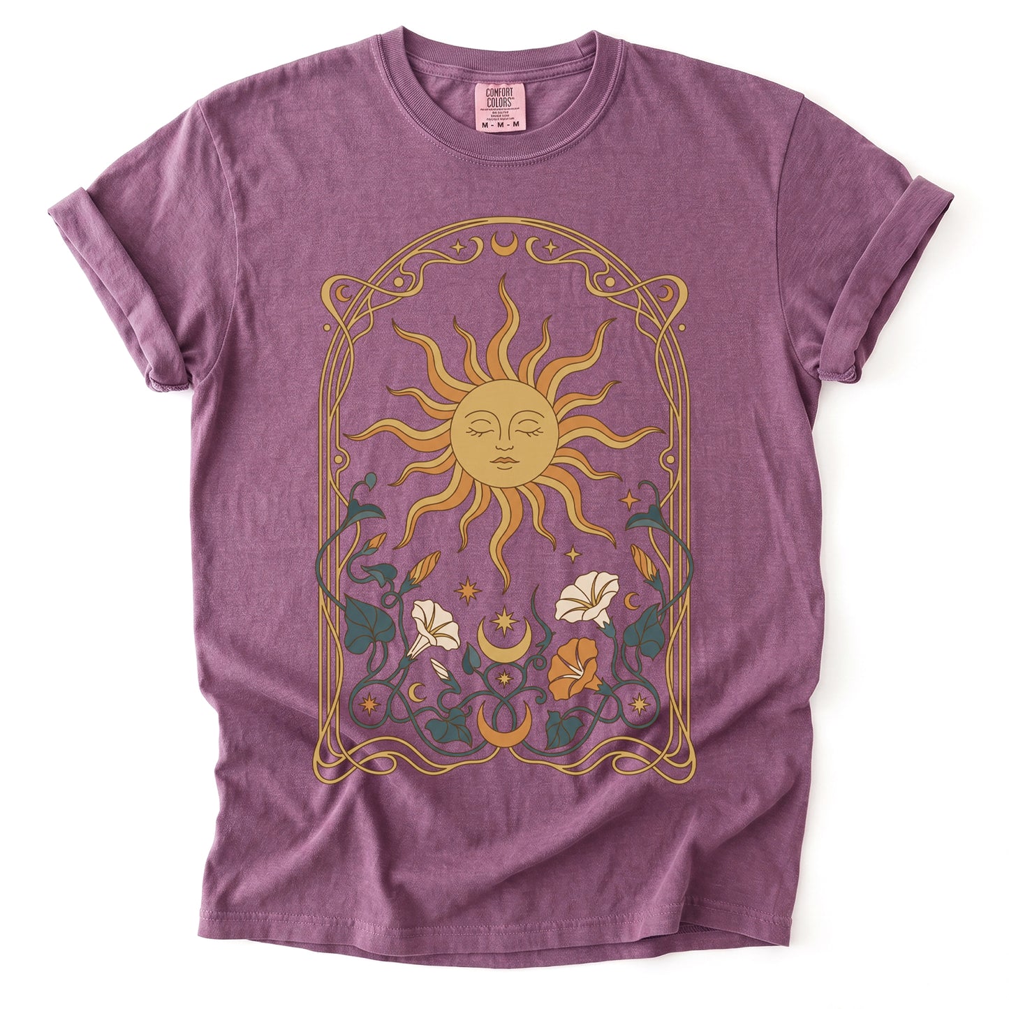 Art Nouveau Sleeping Sun Vintage Washed T-Shirt
