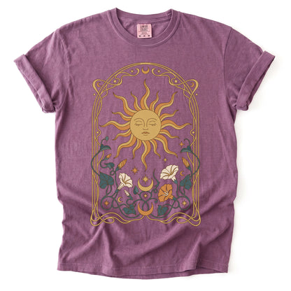 Art Nouveau Sleeping Sun Vintage Washed T-Shirt