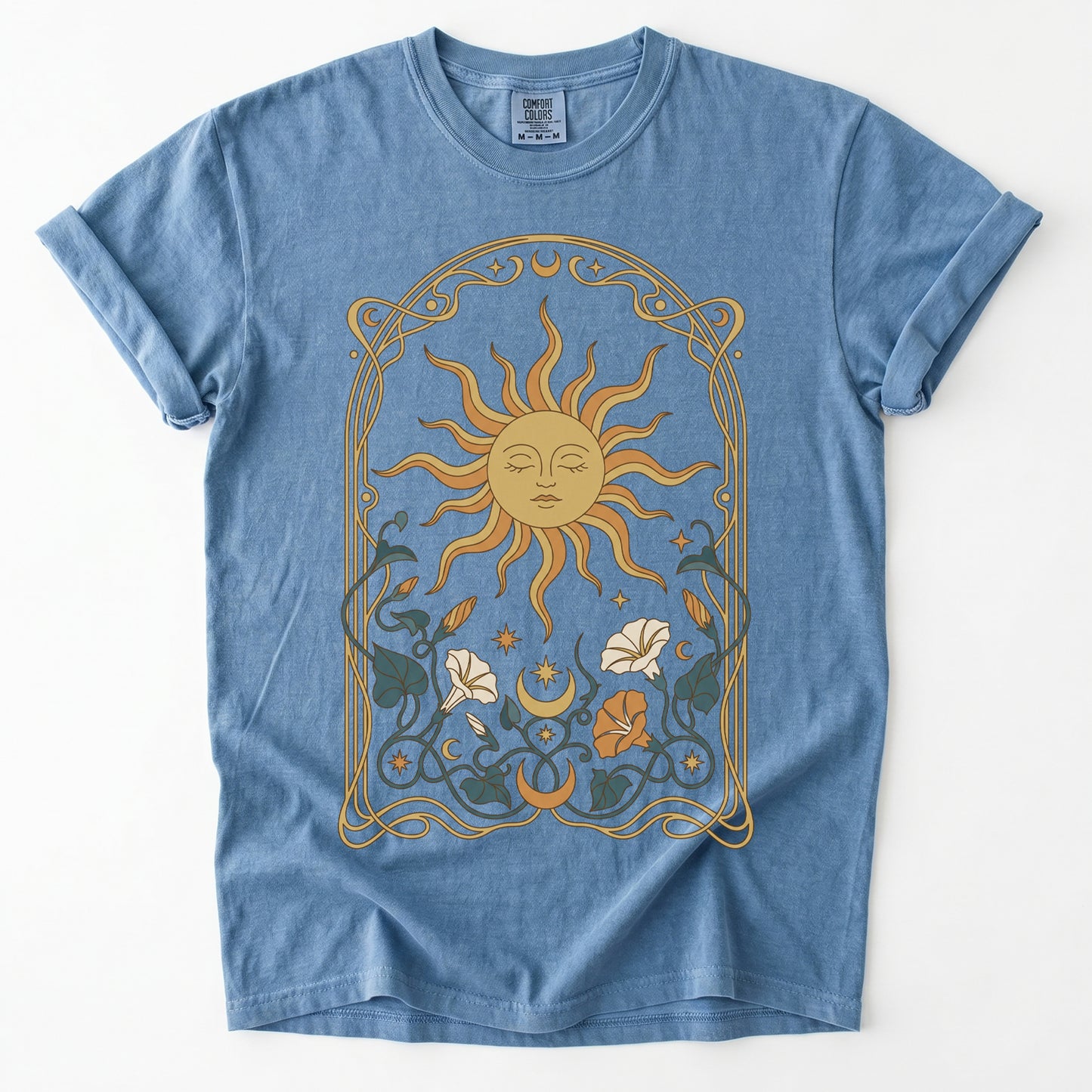Art Nouveau Sleeping Sun Vintage Washed T-Shirt