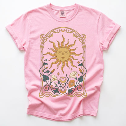 Art Nouveau Sleeping Sun Vintage Washed T-Shirt