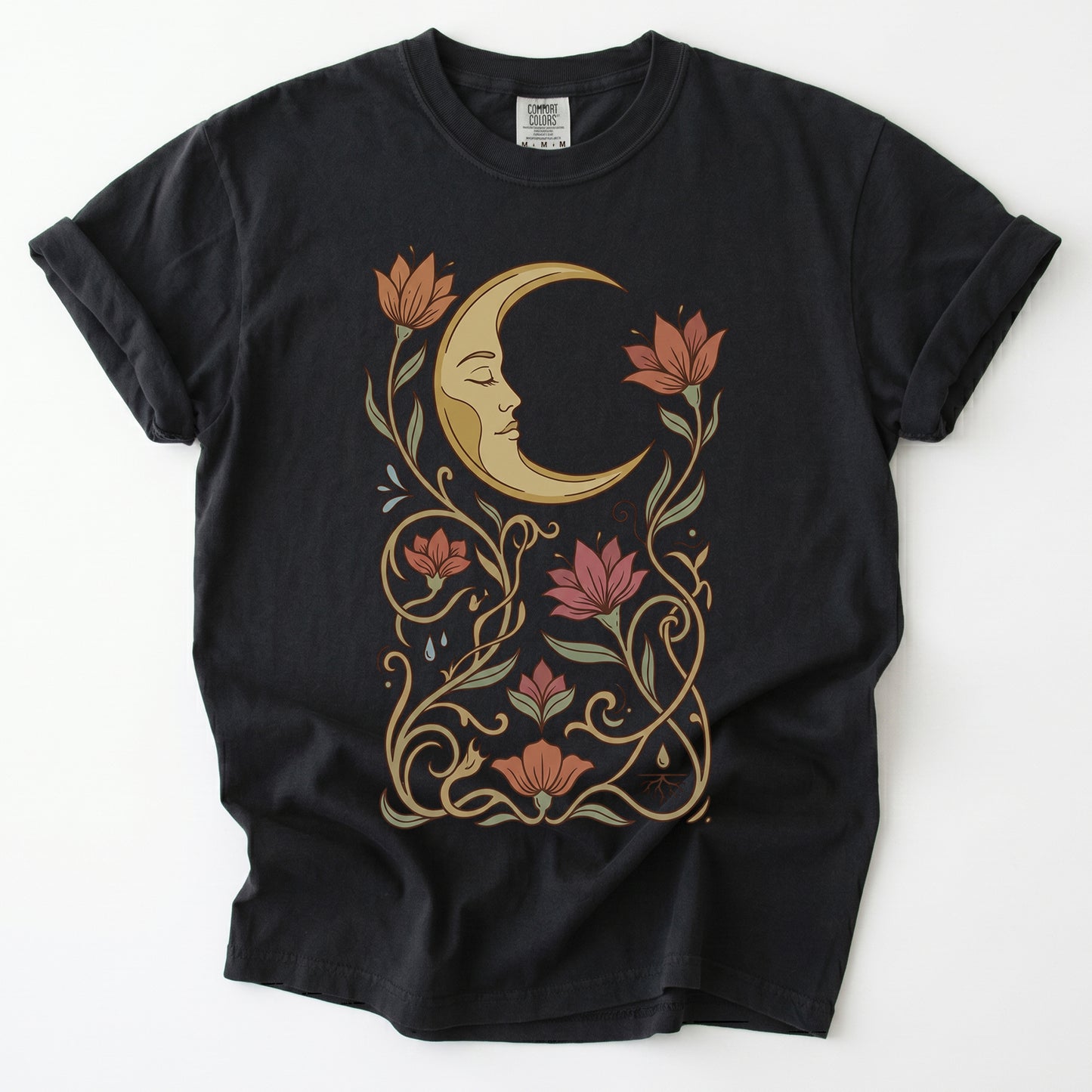 Art Nouveau Slumbering Moon Vintage Washed T-Shirt