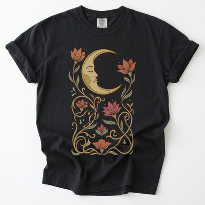 Art Nouveau Slumbering Moon Vintage Washed T-Shirt