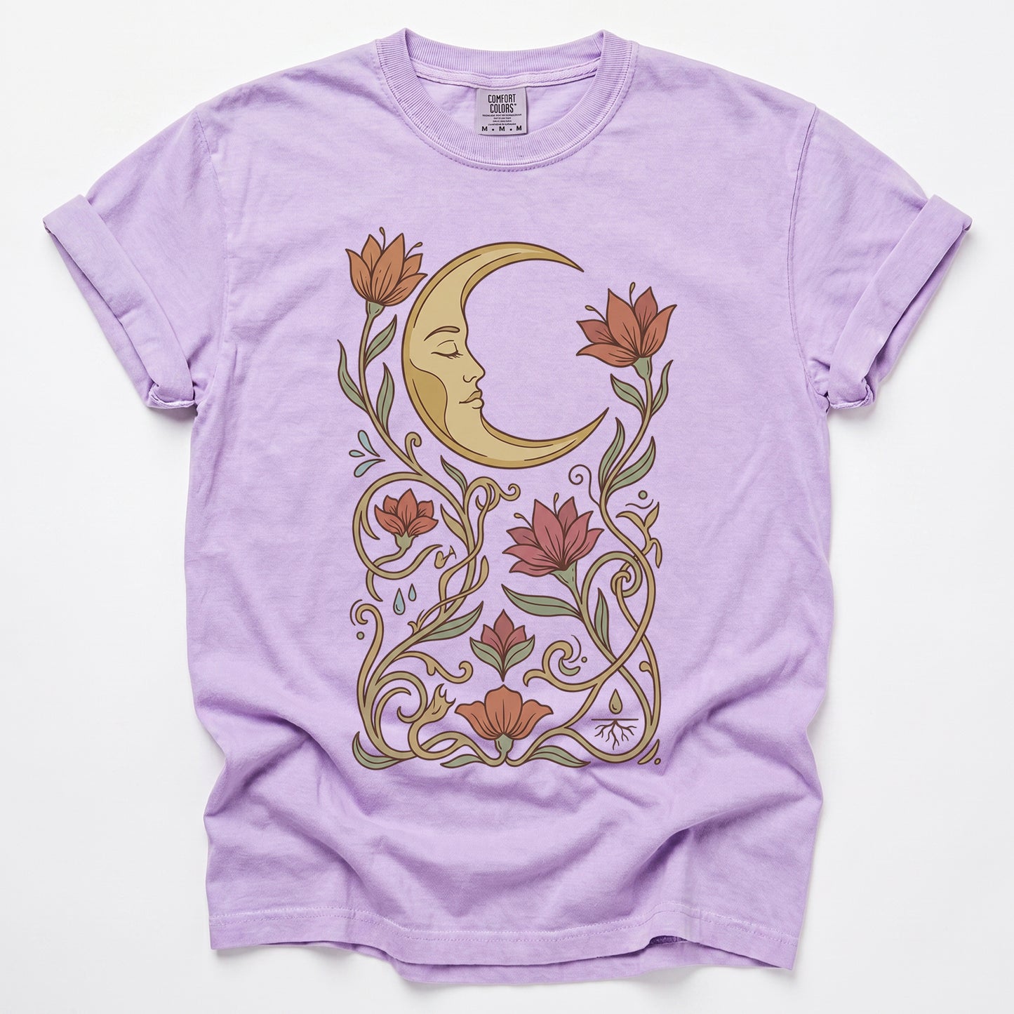 Art Nouveau Slumbering Moon Vintage Washed T-Shirt
