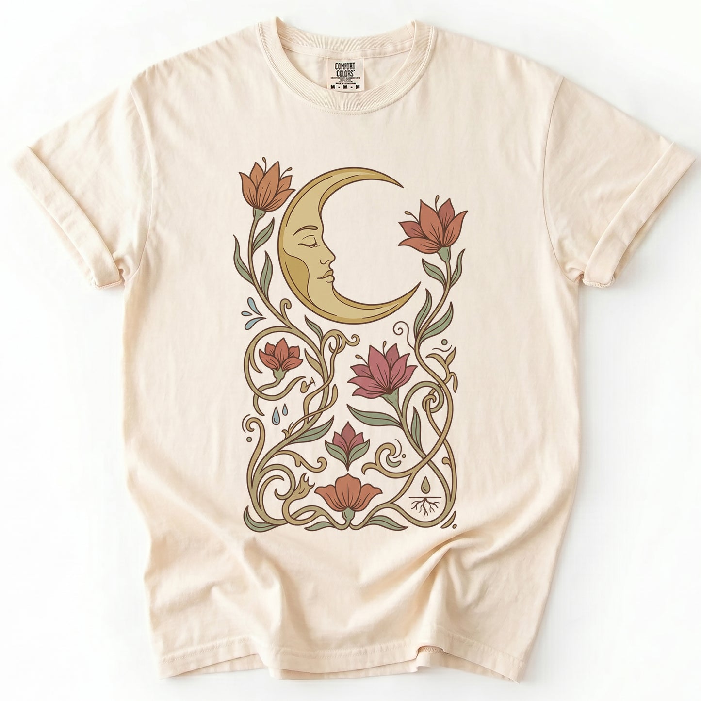 Art Nouveau Slumbering Moon Vintage Washed T-Shirt
