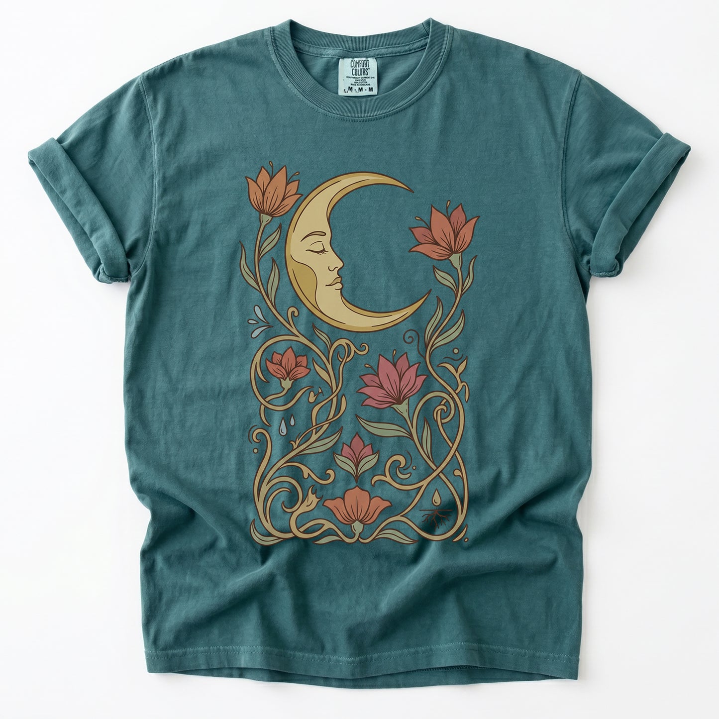Art Nouveau Slumbering Moon Vintage Washed T-Shirt