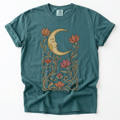 Art Nouveau Slumbering Moon Vintage Washed T-Shirt