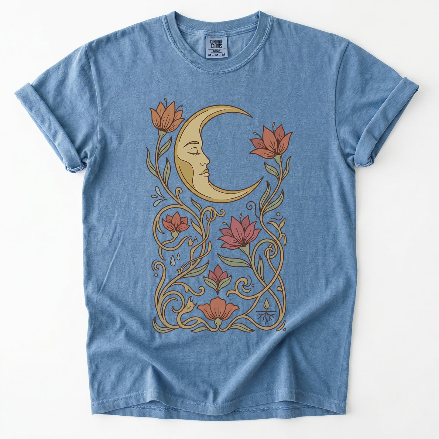 Art Nouveau Slumbering Moon Vintage Washed T-Shirt