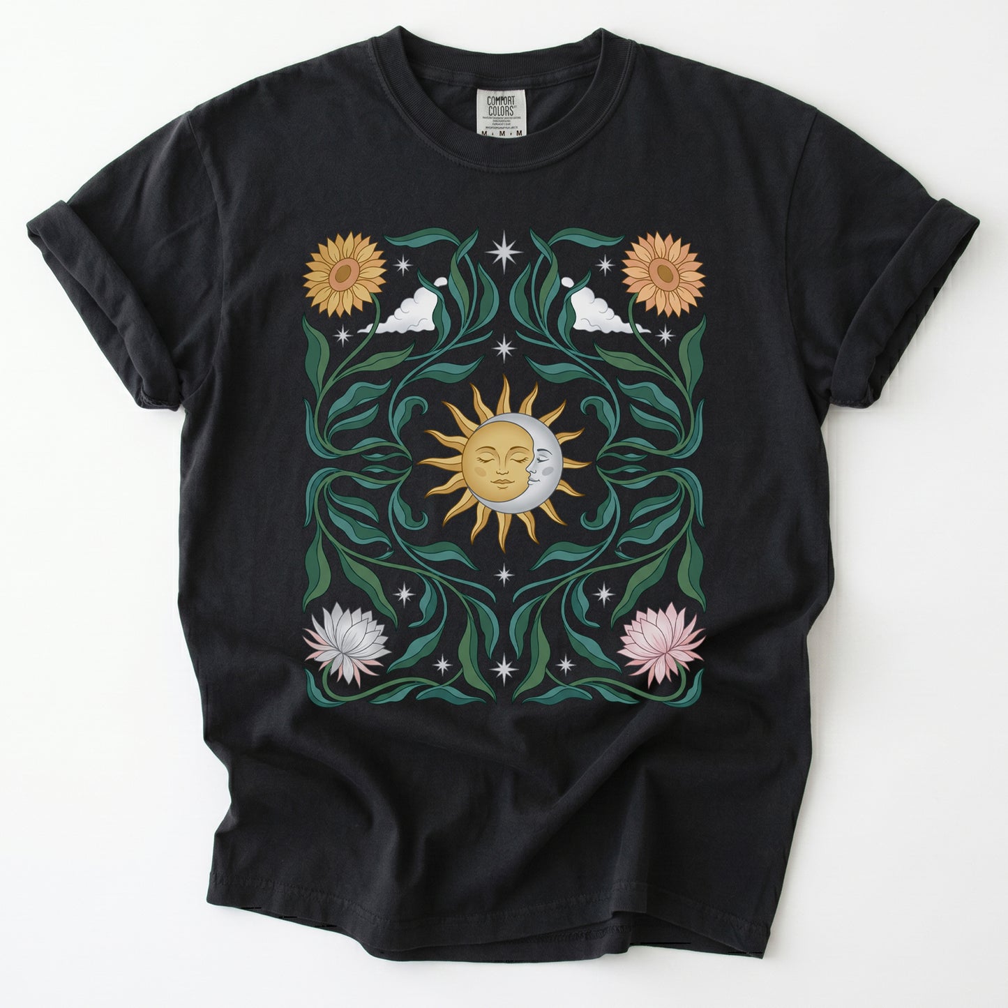 Art Nouveau Sun & Moon Vintage Washed T-Shirt