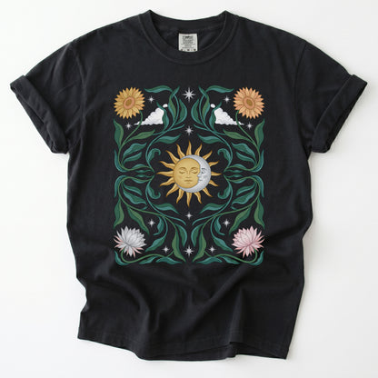 Art Nouveau Sun & Moon Vintage Washed T-Shirt