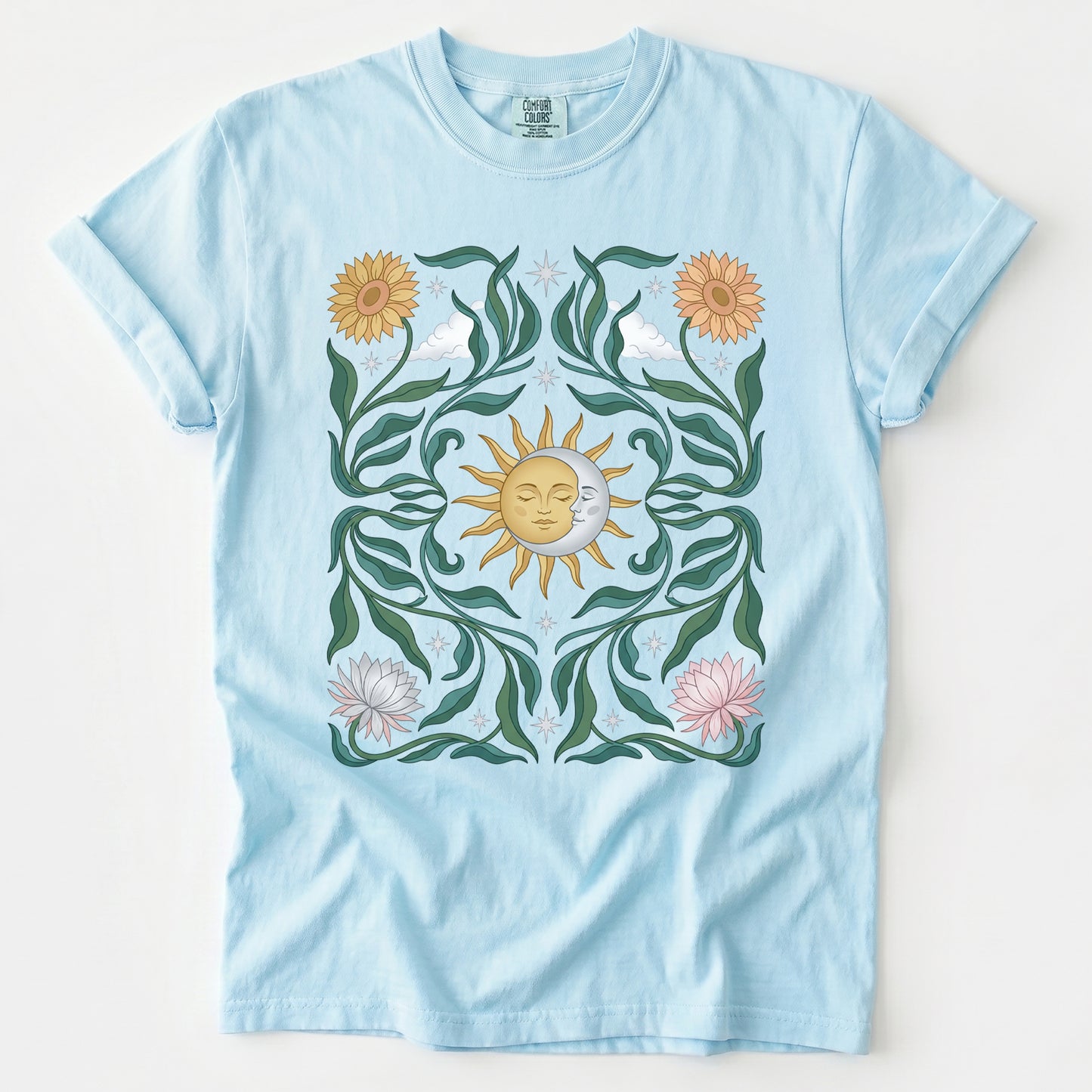 Art Nouveau Sun & Moon Vintage Washed T-Shirt